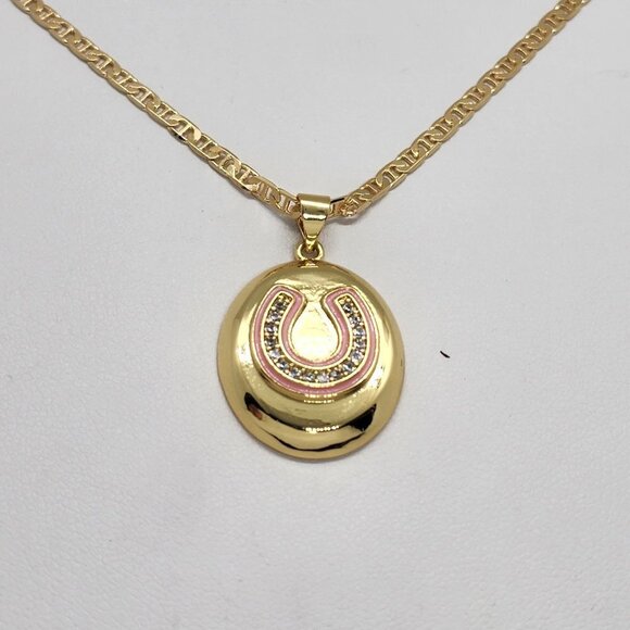 Brand New   Brazilian 18k Gold Filled Necklace & Horseshoe Brass pendent - Picture 1 of 4